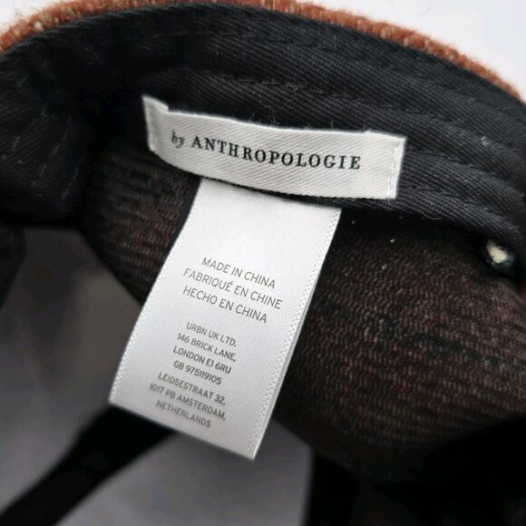 Anthropologie Hat Womens Brown Plaid Baseball Cap Strapback Wool Tweed 6 Panel main image 8
